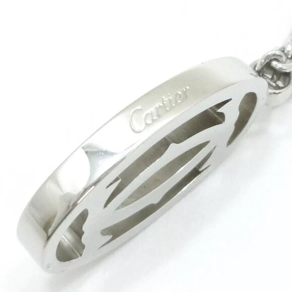 Auth Cartier Rhodium Finish Double C Key Ring Bag Charm T1220157 Silver #W401011 - Picture 4 of 9